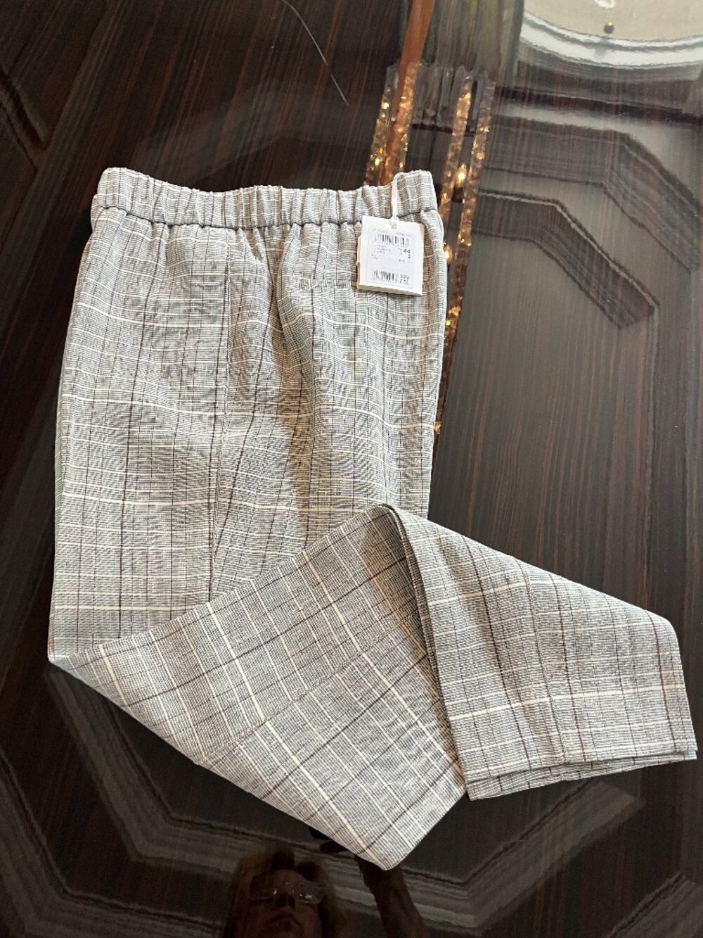 NWT Peserico Gray Plaid Pull-On Trousers | Made in Italy | Retail $649